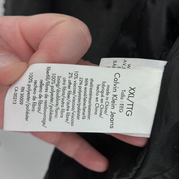 Calvin Klein Mens Colorblock Gray Black Wool Blend Double Breasted Peacoat XXL - Picture 11 of 12